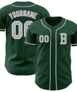 Custom Green Gray-White Authentic Baseball Jersey