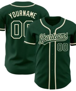 Custom Green Green-Cream Authentic Baseball Jersey
