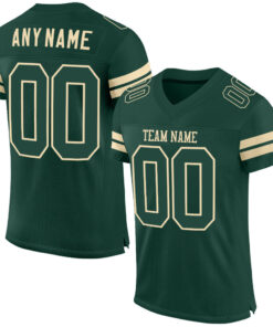 Custom Green Green-Cream Mesh Authentic Football Jersey