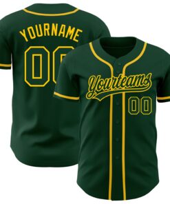 Custom Green Green-Gold Authentic Baseball Jersey
