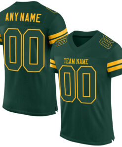 Custom Green Green-Gold Mesh Authentic Football Jersey