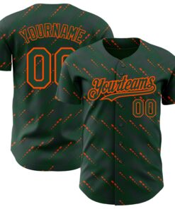 Custom Green Green-Orange 3D Pattern Design Slant Lines Authentic Baseball Jersey