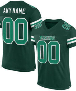 Custom Green Kelly Green-White Mesh Authentic Football Jersey