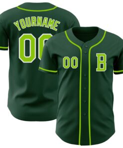 Custom Green Neon Green-White Authentic Baseball Jersey