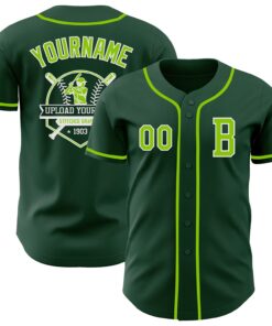 Custom Green Neon Green-White Authentic Baseball Jersey