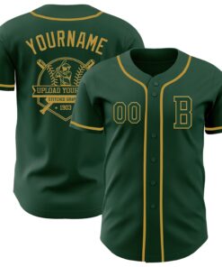 Custom Green Old Gold Authentic Baseball Jersey