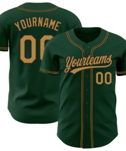 Custom Green Old Gold-Black Authentic Baseball Jersey