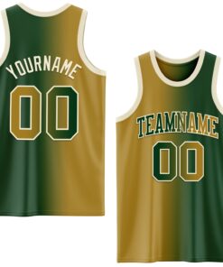 Custom Green Old Gold-Cream Authentic Gradient Fashion Basketball Jersey