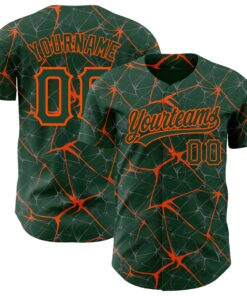 Custom Green Orange 3D Pattern Design Abstract Network Authentic Baseball Jersey