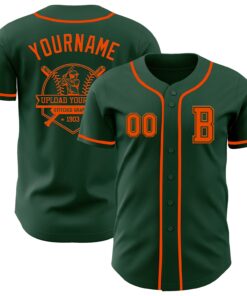 Custom Green Orange Authentic Baseball Jersey