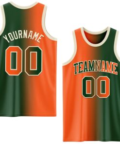 Custom Green Orange-Cream Authentic Gradient Fashion Basketball Jersey
