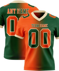 Custom Green Orange-Cream Mesh Authentic Gradient Fashion Football Jersey