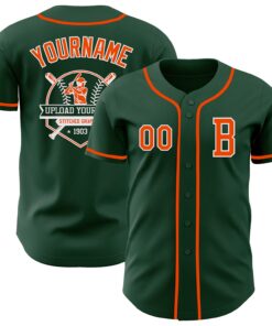 Custom Green Orange-White Authentic Baseball Jersey