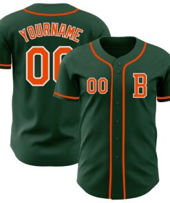 Custom Green Orange-White Authentic Baseball Jersey