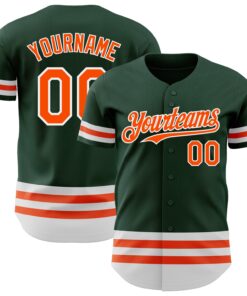 Custom Green Orange-White Line Authentic Baseball Jersey