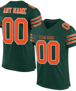 Custom Green Orange-White Mesh Authentic Football Jersey