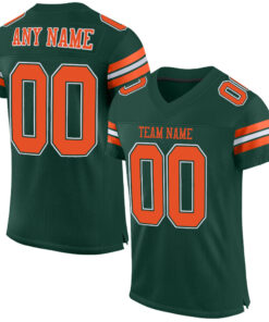 Custom Green Orange-White Mesh Authentic Football Jersey