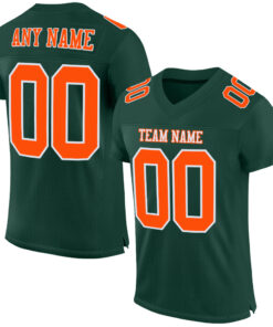 Custom Green Orange-White Mesh Authentic Football Jersey