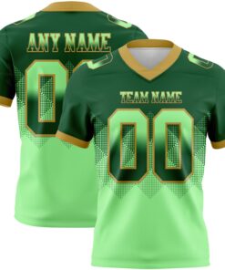 Custom Green Pea Green-Old Gold Mesh Authentic Gradient Square Shape Flag Football Jersey