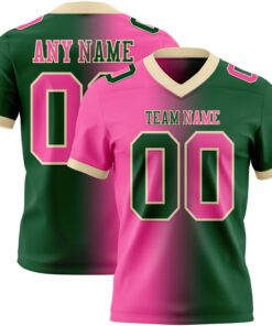 Custom Green Pink-Cream Mesh Authentic Gradient Fashion Football Jersey