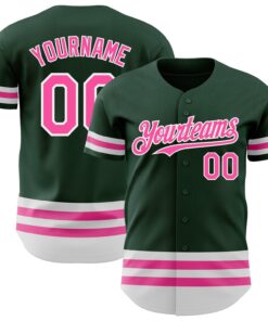 Custom Green Pink-White Line Authentic Baseball Jersey