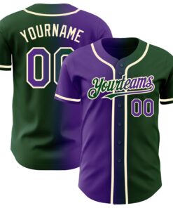 Custom Green Purple-Cream Authentic Gradient Fashion Baseball Jersey