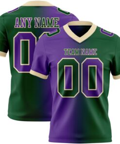 Custom Green Purple-Cream Mesh Authentic Gradient Fashion Football Jersey
