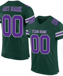 Custom Green Purple-Gray Mesh Authentic Football Jersey