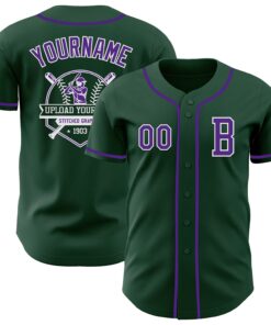 Custom Green Purple-White Authentic Baseball Jersey