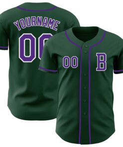 Custom Green Purple-White Authentic Baseball Jersey