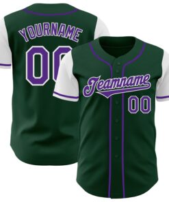 Custom Green Purple-White Authentic Two Tone Baseball Jersey