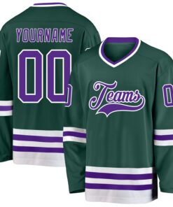 Custom Green Purple-White Hockey Jersey