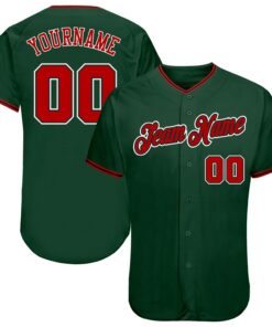 Custom Green Red-Black Authentic Baseball Jersey