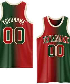 Custom Green Red-Cream Authentic Gradient Fashion Basketball Jersey