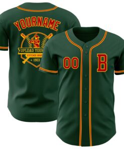 Custom Green Red-Gold Authentic Baseball Jersey