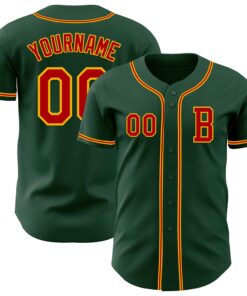 Custom Green Red-Gold Authentic Baseball Jersey