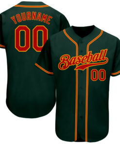 Custom Green Red-Gold Authentic Baseball Jersey