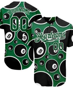 Custom Green White 3D Pattern Design Billiards Snooker 8 Ball Authentic Baseball Jersey
