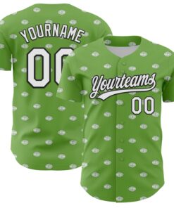 Custom Green White-Black 3D Hawaii Fruit Lemon Authentic Baseball Jersey