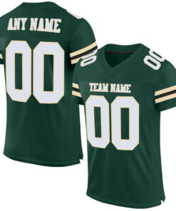 Custom Green White City Cream-Black Mesh Authentic Football Jersey