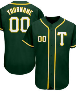 Custom Green White-Gold Authentic Baseball Jersey