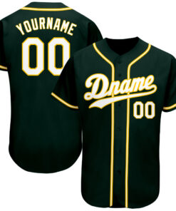 Custom Green White-Gold Authentic Baseball Jersey