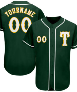 Custom Green White-Gold Authentic Baseball Jersey