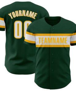 Custom Green White-Gold Authentic Baseball Jersey