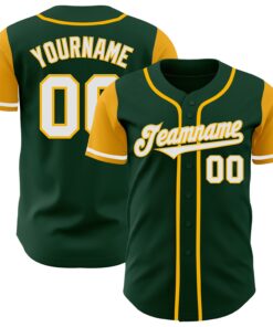 Custom Green White-Gold Authentic Two Tone Baseball Jersey