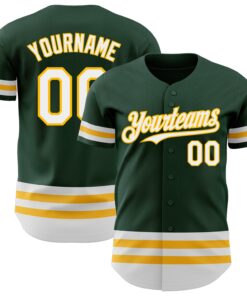 Custom Green White-Gold Line Authentic Baseball Jersey