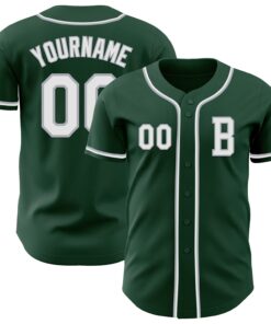 Custom Green White-Gray Authentic Baseball Jersey