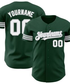 Custom Green White-Gray Authentic Baseball Jersey