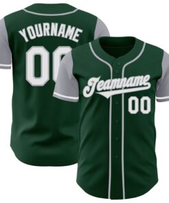 Custom Green White-Gray Authentic Two Tone Baseball Jersey