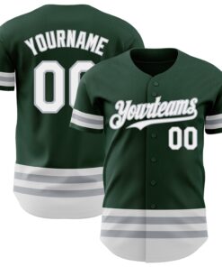 Custom Green White-Gray Line Authentic Baseball Jersey